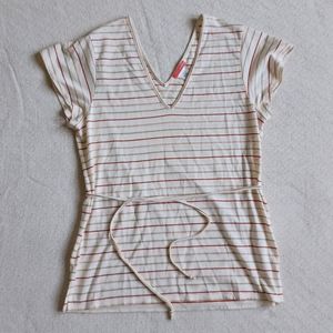 J.crew ♡ metallic striped tee shirt